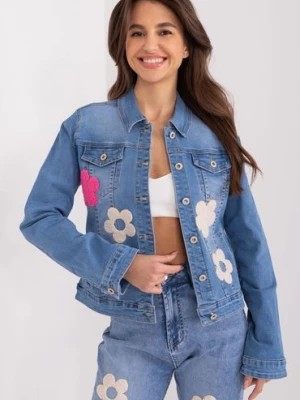 Zdjęcie produktu Damska kurtka jeansowa w kwiaty