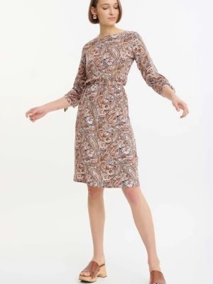 Zdjęcie produktu Damska sukienka krótka z gumką w talii z wiskozy Greenpoint