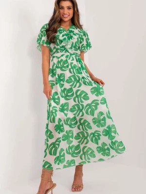 Zdjęcie produktu Damska sukienka letnia maxi z printem w liście Italy Moda