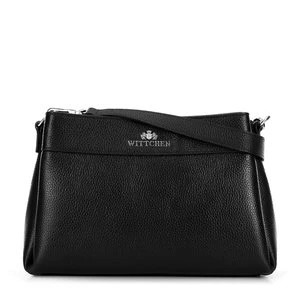 Zdjęcie produktu Damska torebka crossbody trapezowa czarno - srebrna Wittchen