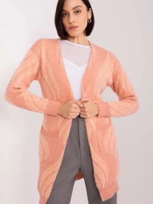 Zdjęcie produktu Damski kardigan z kieszeniami ciemny różowy Wool Fashion Italia