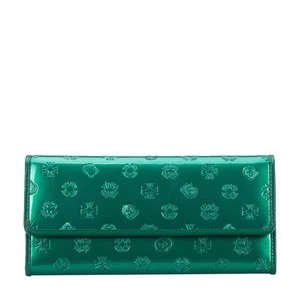 Zdjęcie produktu Damski portfel z lakierowanej skóry z monogramem zielony Wittchen