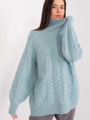 Zdjęcie produktu Damski sweter z warkoczami mietowy Wool Fashion Italia