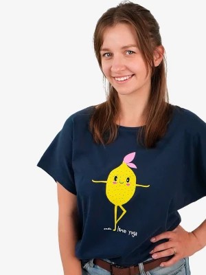 Zdjęcie produktu Damski t-shirt z krótkim rękawem, z cytryną, granatowy Endo