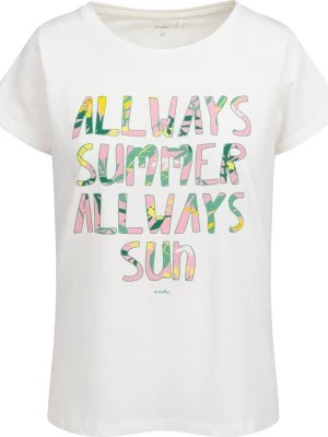 Zdjęcie produktu Damski t-shirt z krótkim rękawem, z napisem always summer always sun, kremowy Endo