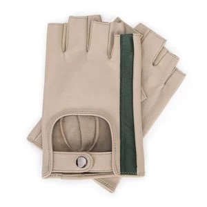 Zdjęcie produktu Damskie rękawiczki skórzane bez palców z ozdobnym paskiem beżowo-zielony Wittchen