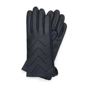 Zdjęcie produktu Damskie rękawiczki skórzane pikowane w zygzaki czarne Wittchen