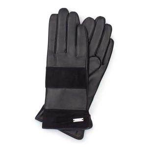 Zdjęcie produktu Damskie rękawiczki skórzane z poziomym pasem czarne Wittchen