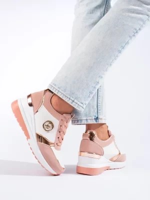 Zdjęcie produktu Damskie różowe buty sportowe na koturnie Shelvt