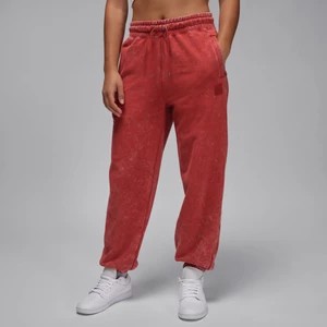 Zdjęcie produktu Damskie spodnie z dzianiny z efektem sprania Jordan Flight Fleece - Czerwony