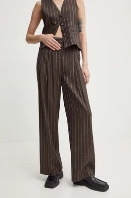Zdjęcie produktu Day Birger et Mikkelsen spodnie lniane Enzo - Casual Linen Stripe kolor brązowy szerokie high waist DAY65243238