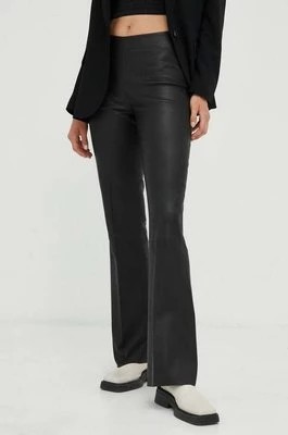Zdjęcie produktu Day Birger et Mikkelsen spodnie skórzane damskie kolor czarny dzwony high waist