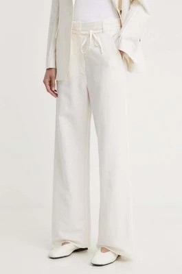 Zdjęcie produktu Day Birger et Mikkelsen spodnie z domieszką lnu Terri - Solid Linen kolor beżowy proste high waist DAY65243313