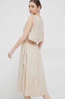 Zdjęcie produktu Deha sukienka kolor beżowy midi rozkloszowana