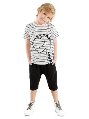 Zdjęcie produktu Denokids 2-częściowy zestaw "Dino Striped" w kolorze biało-czarnym rozmiar: 116