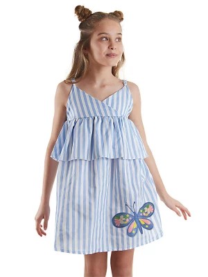 Zdjęcie produktu Denokids Sukienka "Butterfly" w kolorze błękitno-białym rozmiar: 110