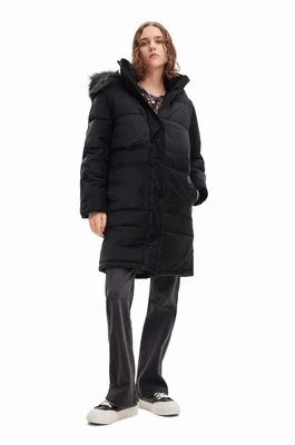 Zdjęcie produktu Desigual płaszcz 23WWEW98 WOMAN WOVEN PADDED LONG OVERCOA damski kolor czarny zimowa