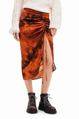 Zdjęcie produktu Desigual spódnica 23WWFW07 WOMAN WOVEN SKIRT LONG kolor pomarańczowy midi prosta