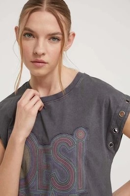 Zdjęcie produktu Desigual t-shirt bawełniany BERLIN damski kolor szary 24SWTK55