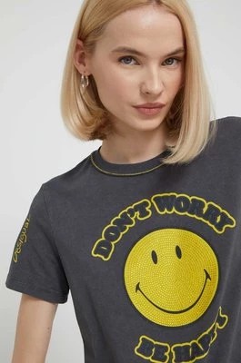 Zdjęcie produktu Desigual t-shirt MORE SMILEY damski kolor szary 24SWTKAL