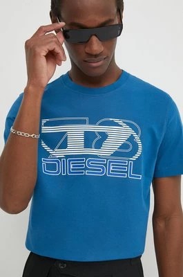Zdjęcie produktu Diesel t-shirt bawełniany T-DIEGOR-K74 męski kolor niebieski z nadrukiem A12502.0GRAI
