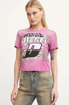 Zdjęcie produktu Diesel t-shirt bawełniany T-UNCUTIE-STRIPE damski kolor fioletowy A14282.0NMAU