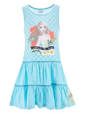 Zdjęcie produktu Disney Frozen Sukienka "Kraina lodu" w kolorze błękitnym ze wzorem rozmiar: 110