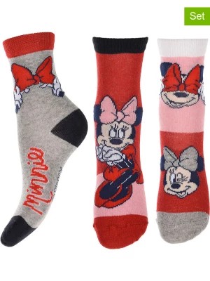 Zdjęcie produktu Disney Minnie Mouse Skarpety (3 pary) "Minnie" w kolorze czerwonym rozmiar: 23-26