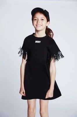 Zdjęcie produktu Dkny czapka z daszkiem bawełniana dziecięca kolor czarny z nadrukiem
