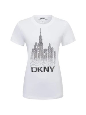 Zdjęcie produktu DKNY Koszulka damska Kobiety Bawełna biały jednolity,