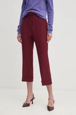 Zdjęcie produktu Dkny spodnie damskie kolor bordowy proste high waist D2G4A112