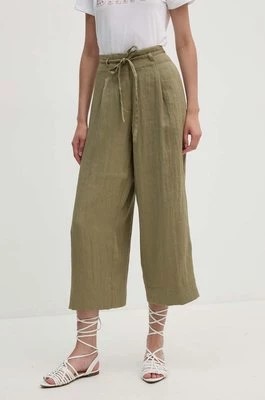 Zdjęcie produktu Dkny spodnie damskie kolor zielony szerokie high waist P4EKTX63