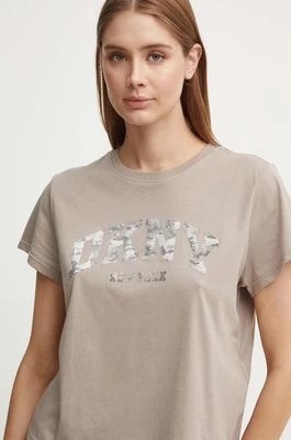 Zdjęcie produktu Dkny t-shirt bawełniany damski kolor brązowy DP4T9991