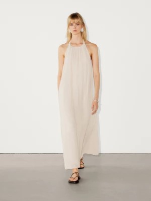Zdjęcie produktu Długa Lniana Sukienka Z Dekoltem Halter - Surowy - - Massimo Dutti - Kobieta