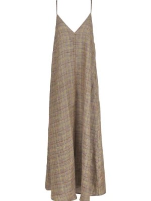 Zdjęcie produktu Długa lniana sukienka z krzyżującymi się cienkimi ramiączkami Ottod'Ame