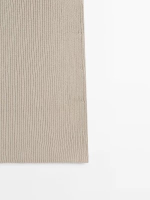 Zdjęcie produktu Długa, Prążkowana Spódnica Z Ozdobnym Rozcięciem - Popielaty - - Massimo Dutti - Kobieta