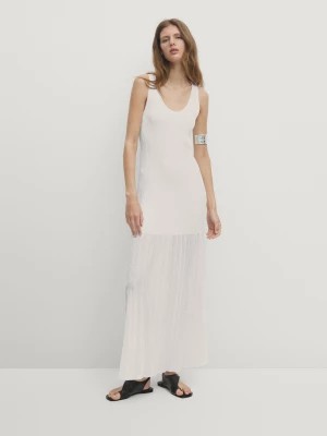 Zdjęcie produktu Długa Sukienka Na Ramiączkach Z Podwójnej Tkaniny - Biały - - Massimo Dutti - Kobieta