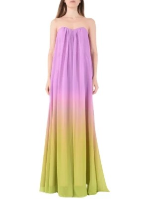 Zdjęcie produktu Długa sukienka satynowa z kontrastami kolorów Actualee