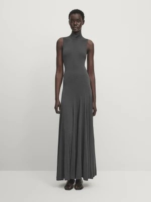 Zdjęcie produktu Długa Sukienka Z Dekoltem Halter O Rozszerzanym Kroju − Studio - Szary - - Massimo Dutti - Kobieta