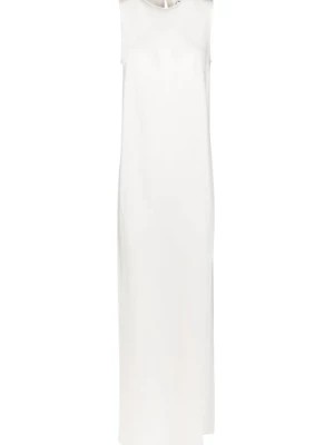 Zdjęcie produktu Długa Sukienka z Wiskozy z Okrągłym Dekoltem i Centralnym Rozcięciem 8PM