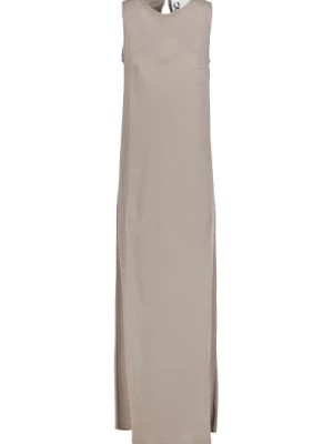 Zdjęcie produktu Długa Sukienka z Wiskozy z Okrągłym Dekoltem i Centralnym Rozcięciem 8PM