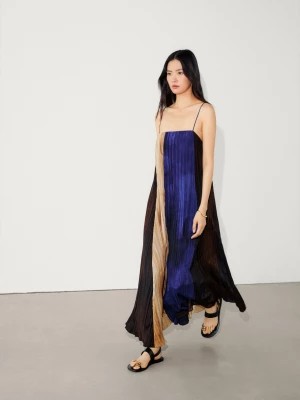 Zdjęcie produktu Długa Wzorzysta Plisowana Sukienka - Brązowy - - Massimo Dutti - Kobieta