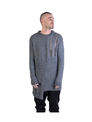 Zdjęcie produktu Długi szary sweter z naszywką dla mężczyzn La Haine Inside Us