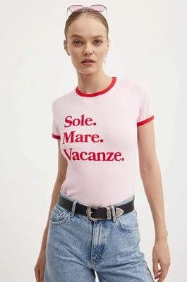 Zdjęcie produktu Drivemebikini t-shirt bawełniany Sole Mare Vintage damski kolor różowy