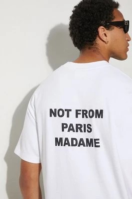 Zdjęcie produktu Drôle de Monsieur t-shirt bawełniany Le T-Shirt Slogan męski kolor biały z nadrukiem PERM-TS203-CO002-OPW
