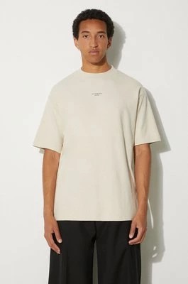Zdjęcie produktu Drôle de Monsieur t-shirt bawełniany Slogan Classique męski kolor beżowy z nadrukiem PERM-TS202-CO002-MT