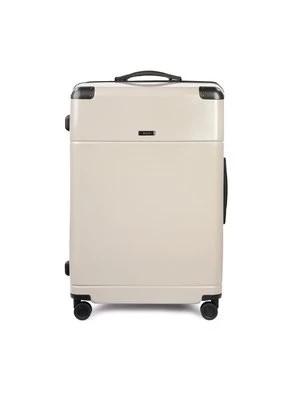 Zdjęcie produktu Duża beżowa walizka PC na zwrotnych kółkach Kazar
