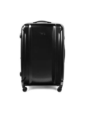 Zdjęcie produktu Duża czarna walizka o ciekawej strukturze z zamkiem szyfrowym Kazar
