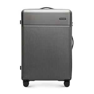 Zdjęcie produktu Duża walizka z ABS-u z pionowymi paskami szara Wittchen