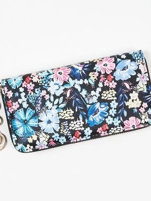 Zdjęcie produktu Duży portfel damski kwiaty niebieski Shelvt